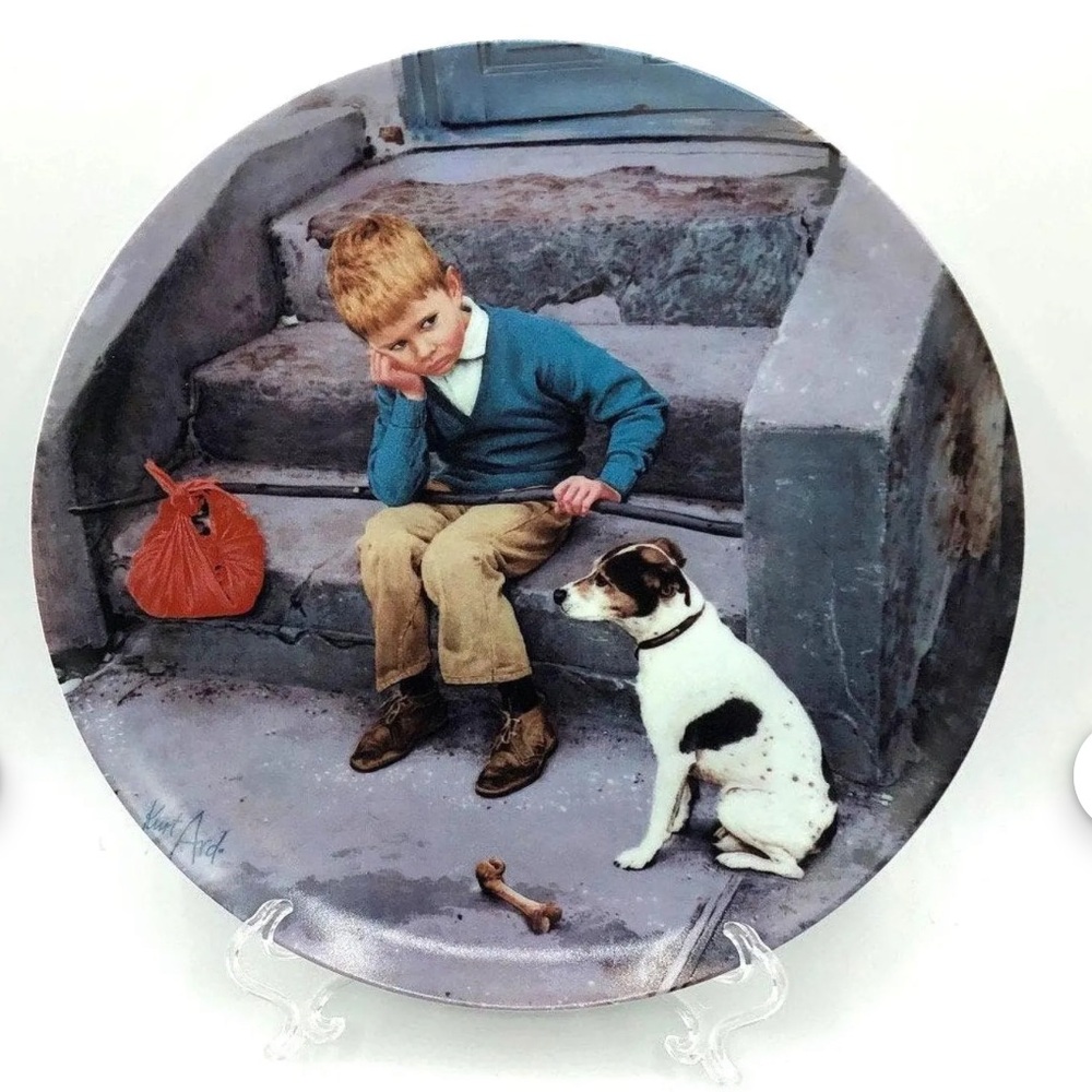 Kurt Ard Decorative Plate with Boy and Dog